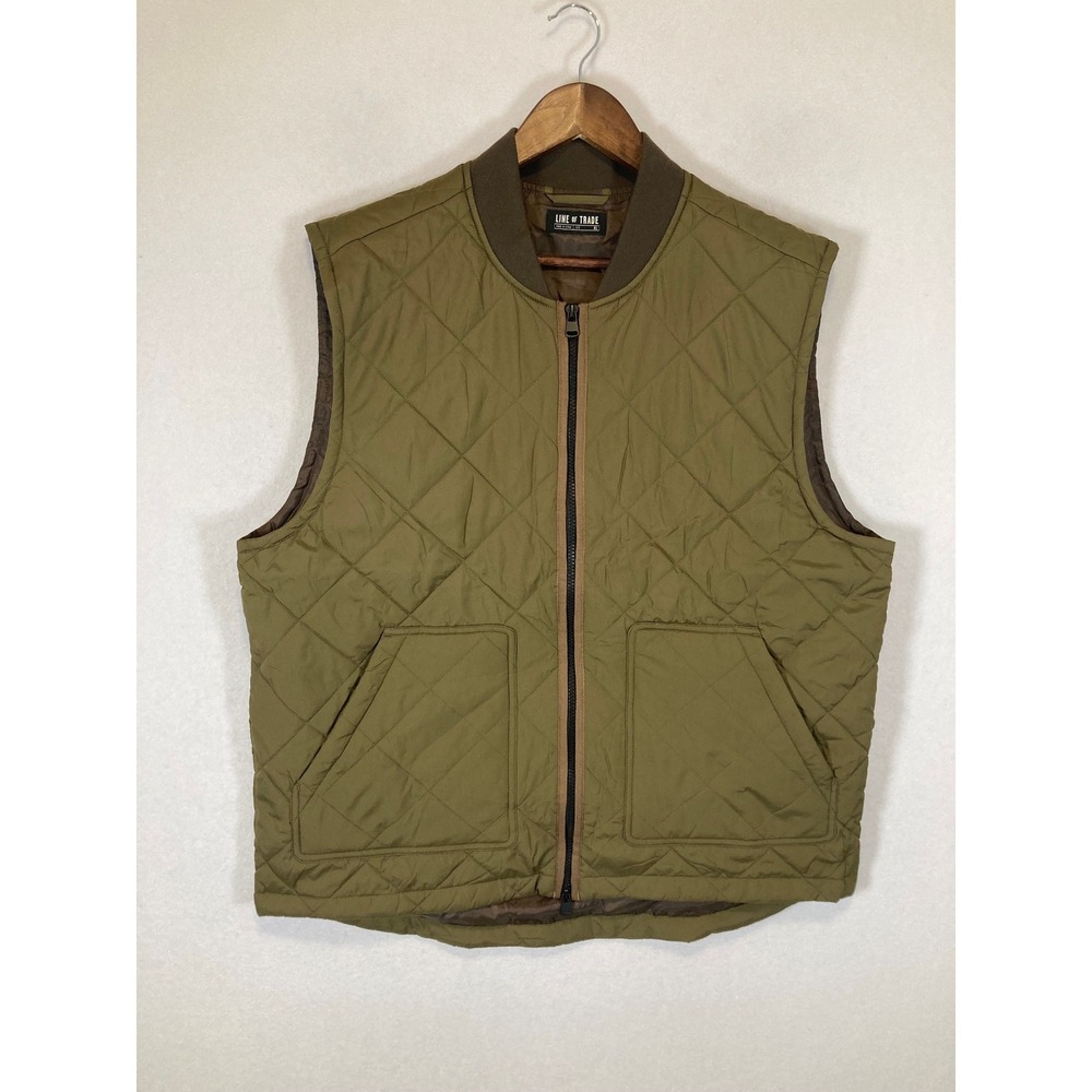 Rugged Utility Line of Trade Mens XL‎ Olive Green Diamond Quilted Bomber Vest